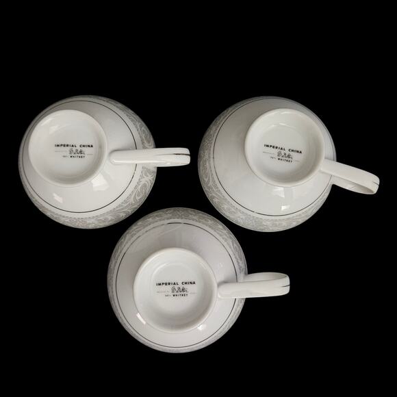 Imperial China W Dalton Whitney 5671 Japan Teacups Silver Scroll Set of 3 - Picture 9 of 10